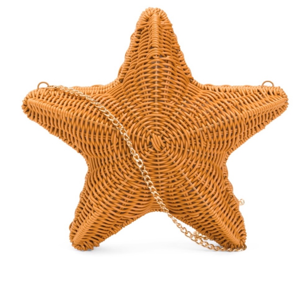 NWT Tommy Bahama Starfish Wicker Bag with Gold Crossbody Chain
